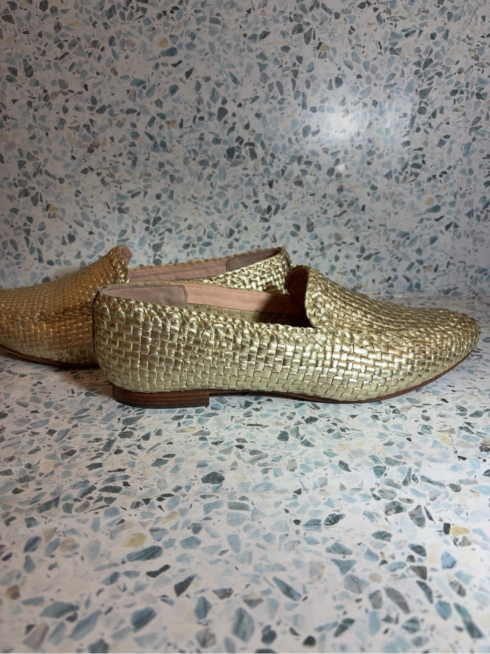 kate spade Gold Woven Leather Loafers - Metallic Gold - Picture 5 of 5